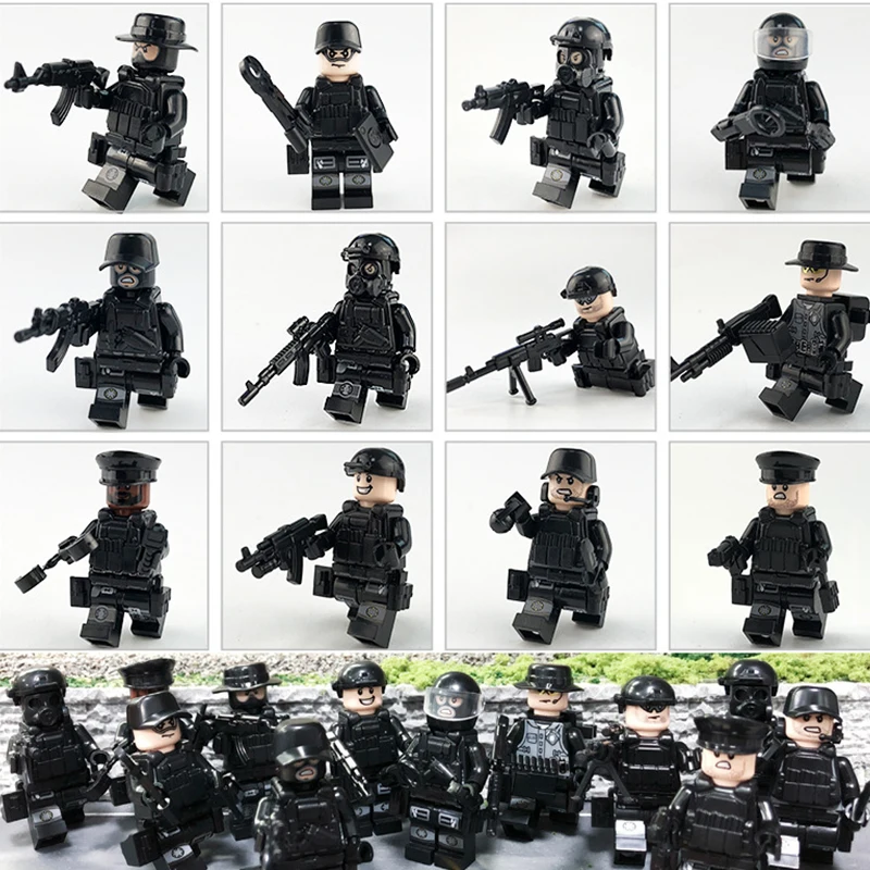 12 шт. фигурки военных солдат строительные блоки оружие игрушки Фигурки с