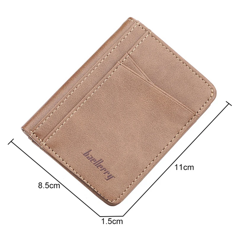 Vintage Pu Leather Slim Men's Wallets Solid Business Card Holders 2 ID Windows Bifold Short Money Bags Luxury Design Purses Male | Багаж и