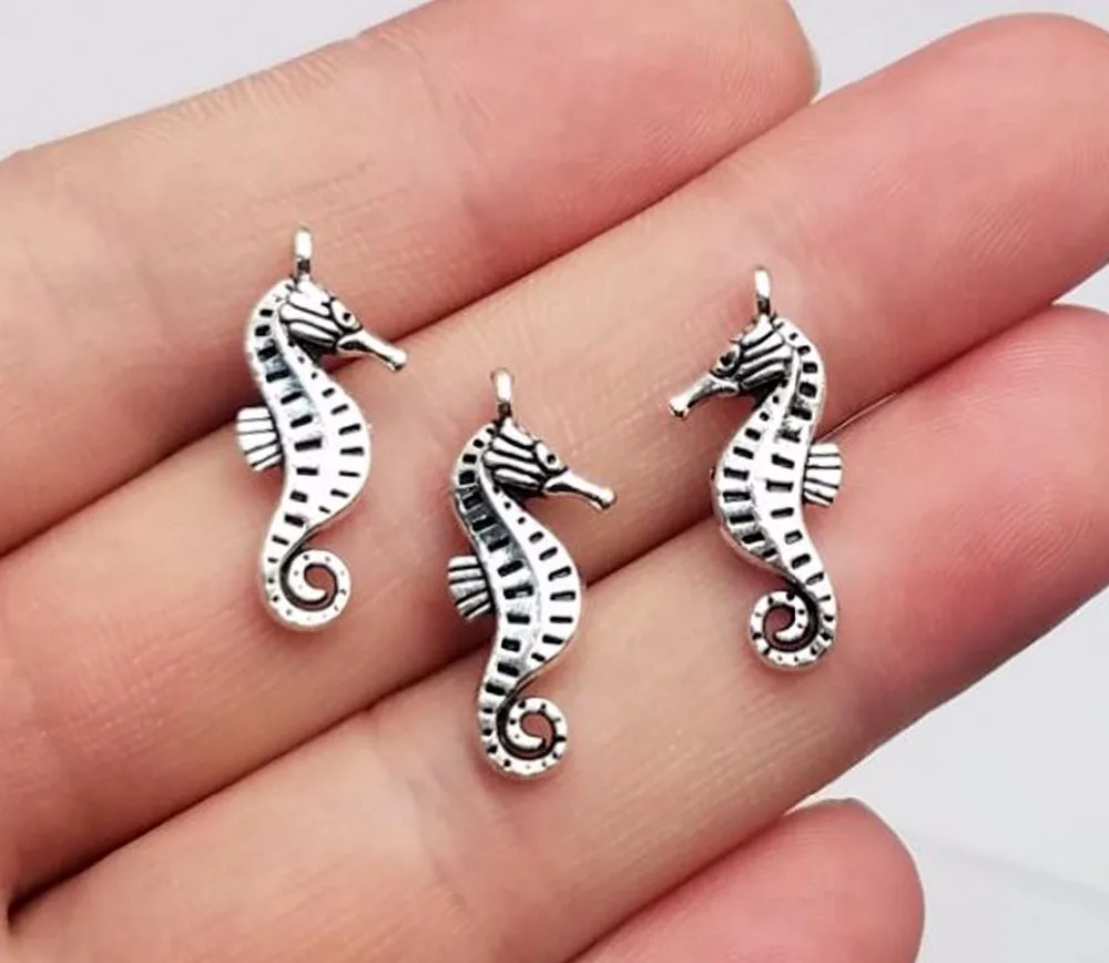 

40pcs/lot--8x22mm, hippocampus cham,Antique silver plated sea horse Charms ,DIY supplies, Jewelry accessories