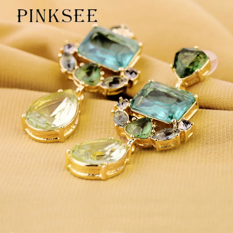 PINKSEE New RhinestoneTemperament Flower Earrings Long Lady Shiny Dangle Earring Jewelry Accessories | Украшения и аксессуары