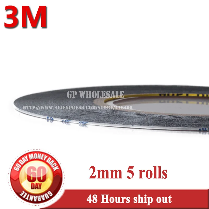 

5x (2mm*50M) Double Sided Adhesive Black Sticker for Phone Tablet LCD LED Touch Screen Display Replace, Origianl 3M 9448AB