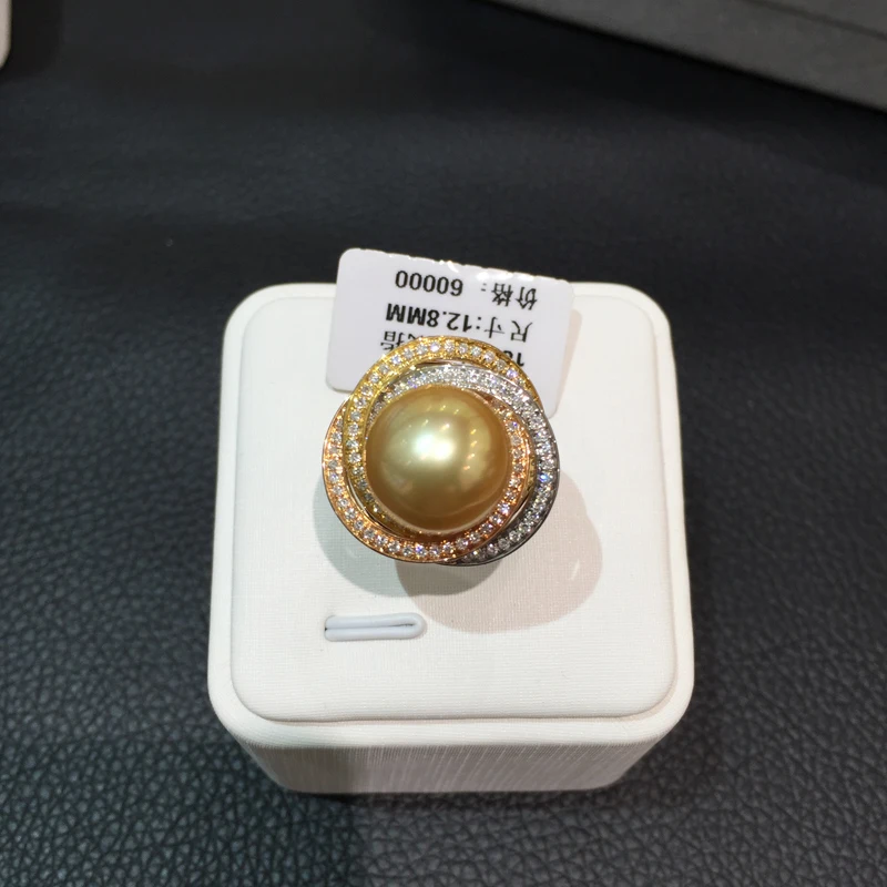 

Женское кольцо из 18-каратного золота, с натуральным жемчугом, 12-13 мм