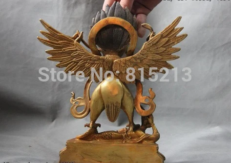 Bi0011834 Китайский буддизм медный бронзовая позолота Garuda статуя Будды peng bird | Дом и