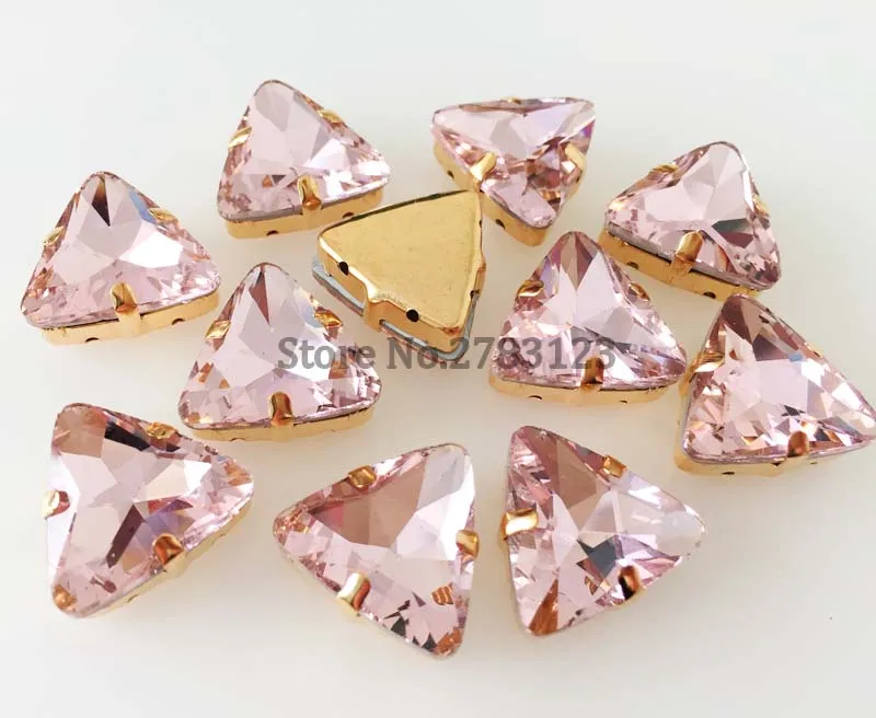 Золотистое основание розовый цвет стеклянный коготь стразы пришить на камень
