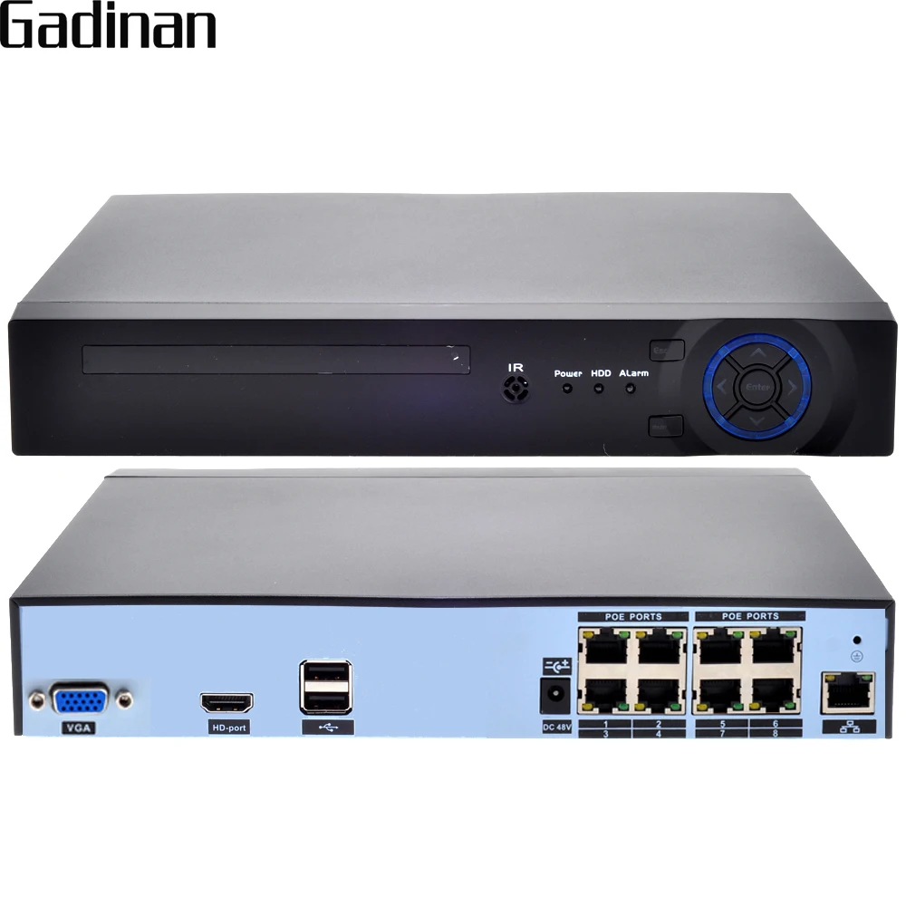 GADINAN H.265 H.264 8CH 48 V POE ip камера для записи видео по сети безопасности Система