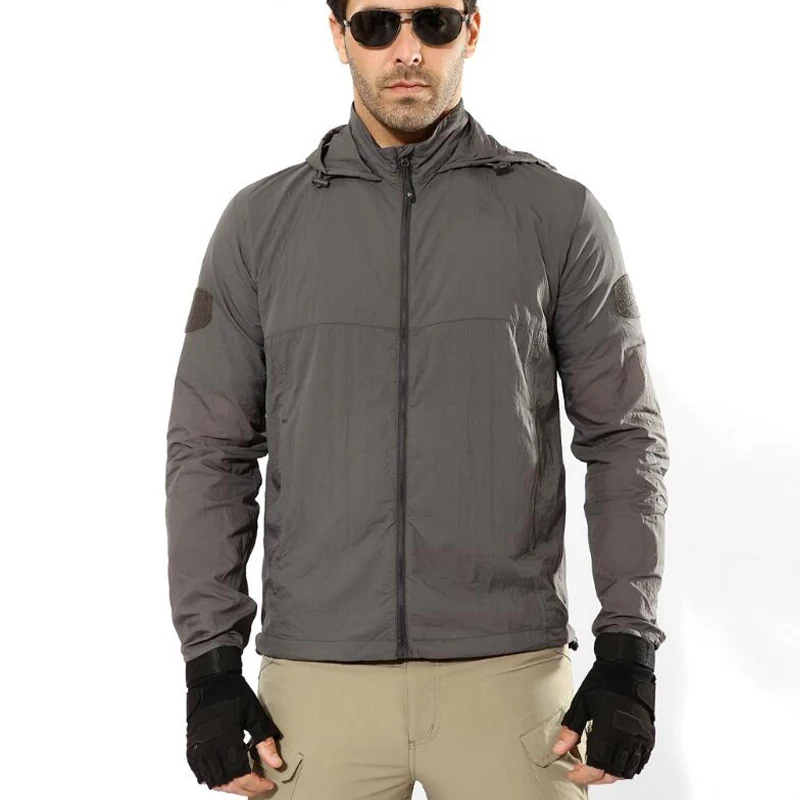 Тактическая кожаная куртка мужская Военная легкая водонепроницаемая куртка мужская летняя дышащая куртка с капюшоном Ветровка кожаная одежда