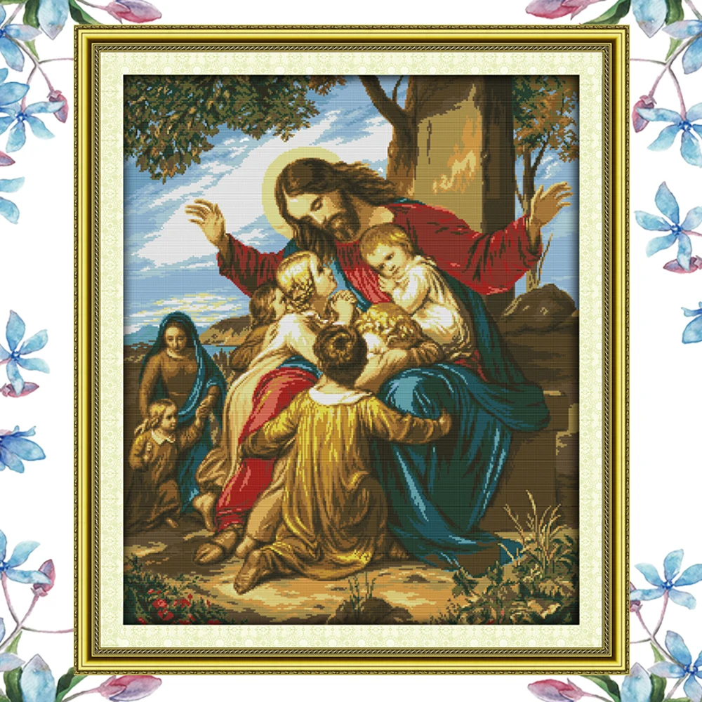 Набор для вышивки крестиком NKF Иисус и его дети комплект домашнего декора|cross stitch