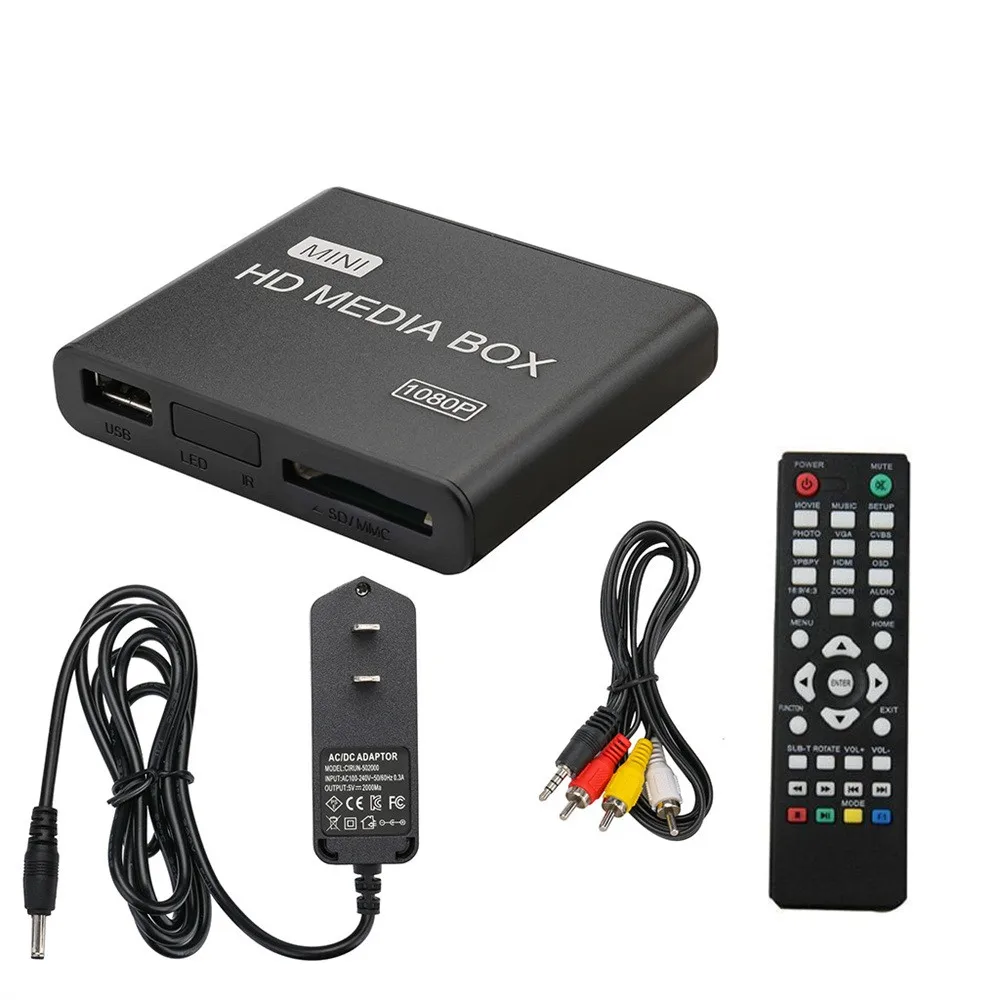 Мини HD 1080P медиаплеер коробка USB Медиа коробка с HDMI AV MMC MKV AVI MOV MP4 N.23