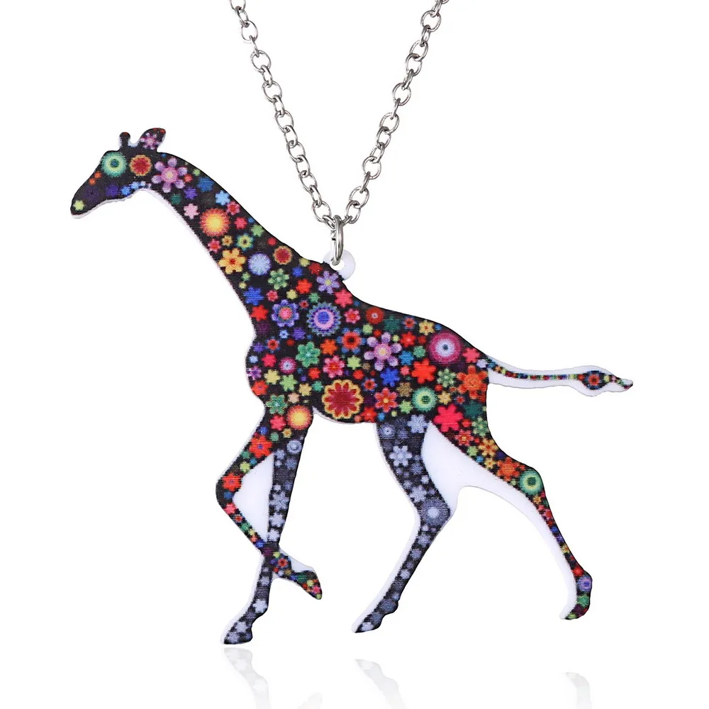 giraffe Новинка, акриловый дракон, модное ювелирное изделие для женщин, Bijoux, рождественские подарки, аксессуары, винтажное животное, собака, домашние животные, кошка, лошадь, ожерелье и подвеска - Окраска металла: giraffe