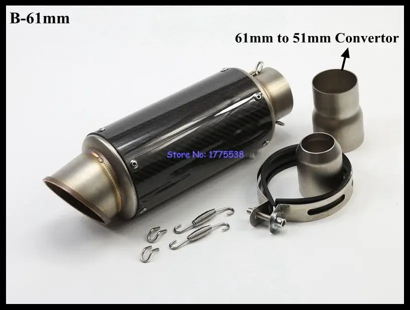 

Modified ID:51mm/61mm L:330mm/315mm Real Carbon Fiber Motorcycle Exhaust Pipe Muffler Silencer Stainless Steel Motorbike Muffler
