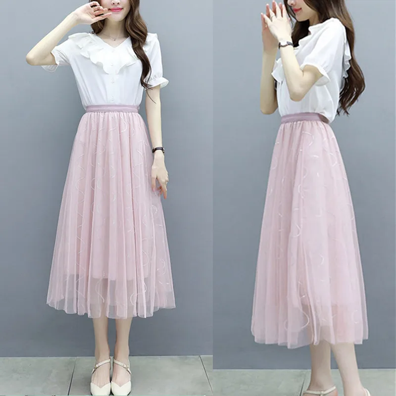 Выкройки дамский костюм с короткими рукавами Сезон лето Комплект из рубашки и