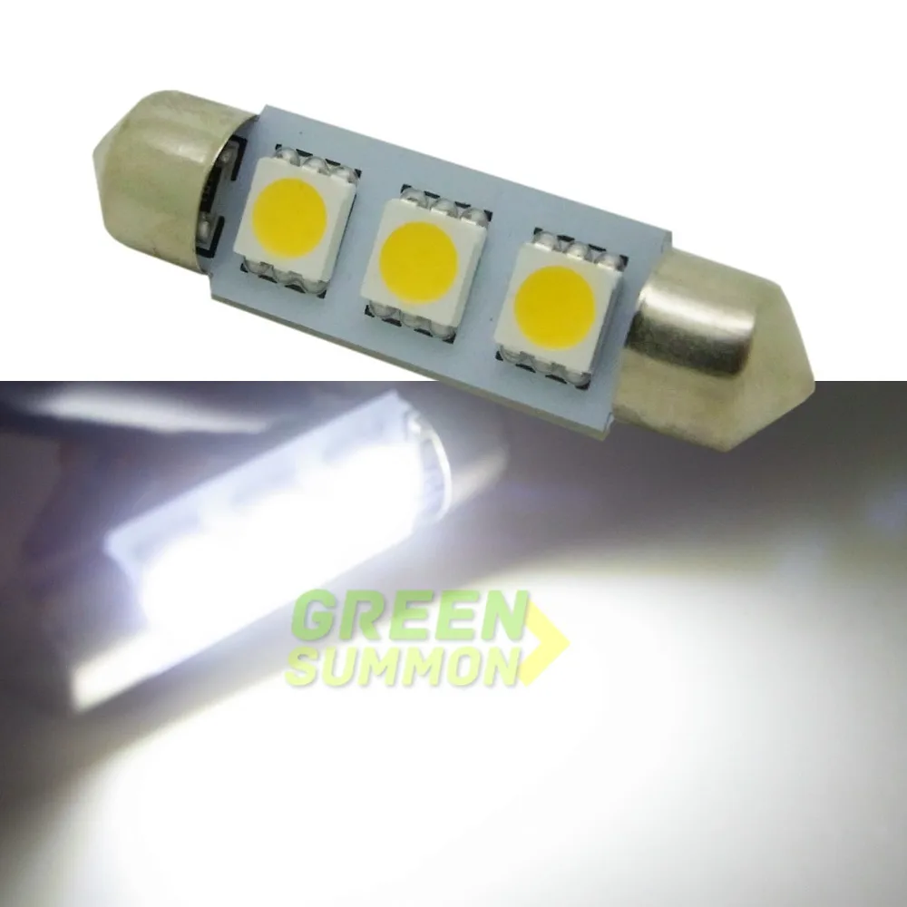 1 шт. теплый белый светодиодный светильник 39 мм 3 SMD 5050 Festoon автомобильная