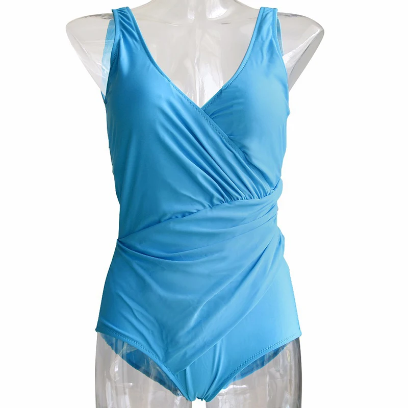 2017 винтажный слитный купальник Женский однотонный с эффектом пуш-ап боди