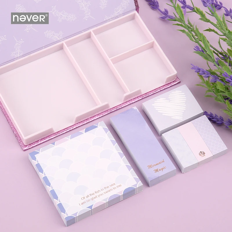 Никогда не фиолетовая серия русалка Kawaii милые блокноты клейкие заметки Набор