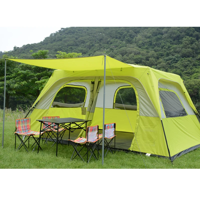 Billig 5-8persons Voll Automatische Doppel Schicht Im 2 Wohnzimmer Camping Zelt In Top Qualität Große Raum Umfassen Eine Unterstützung Pole
