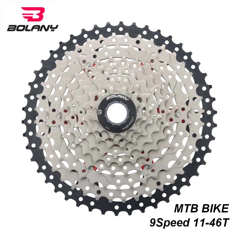 

BOLANY 9 Speed Cassette Bicycle Freewheel MTB Mountain Bike 11-46T Sprocket Bike Parts Steel Compatible For Shimano Cassettes