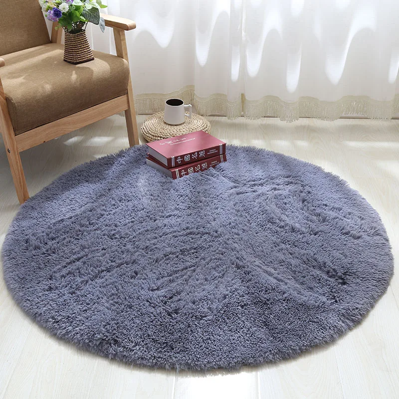 

100CM Diameter Round Carpet Home Decor Soft Fluffy Rugs For Bedroom Computer Chair Shaggy Floor Mat Kids Room Play Tent Area Rug