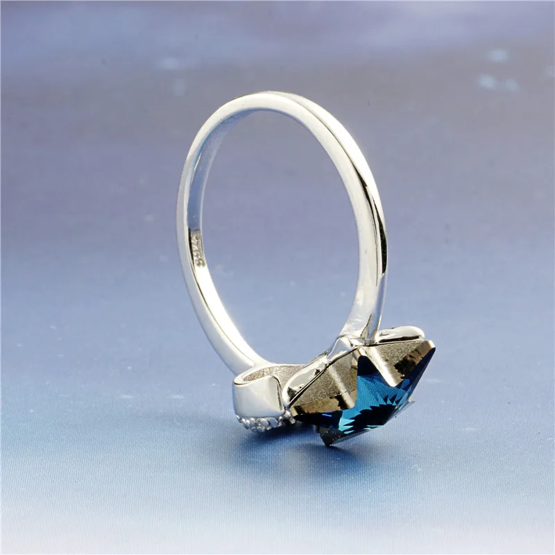 blue star moon cz open ring 100% Sterling 925 silver Jewelry Vintage Adjustable rings for women girl gift free size | Украшения и