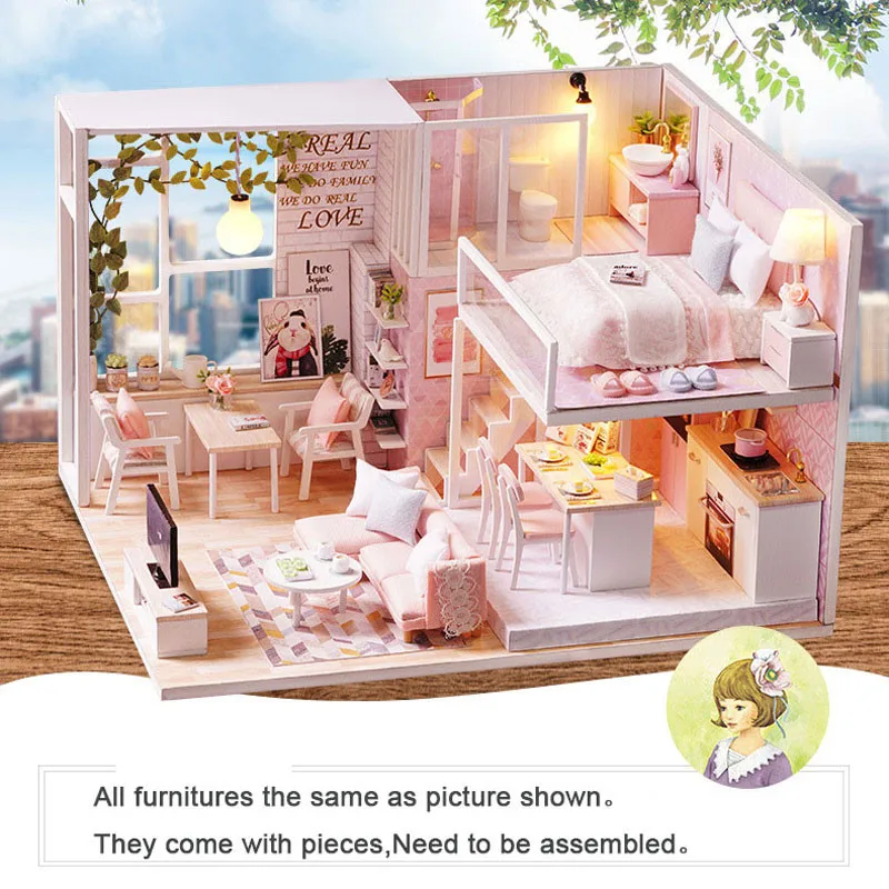 Деревянный Кукольный дом мебель DIY игрушки миниатюрный кукольный домик набор для