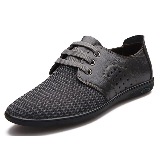 2016 Новый Летний Мужские Обувь Из Натуральной Кожи Дышащий на шнурках Квартиры