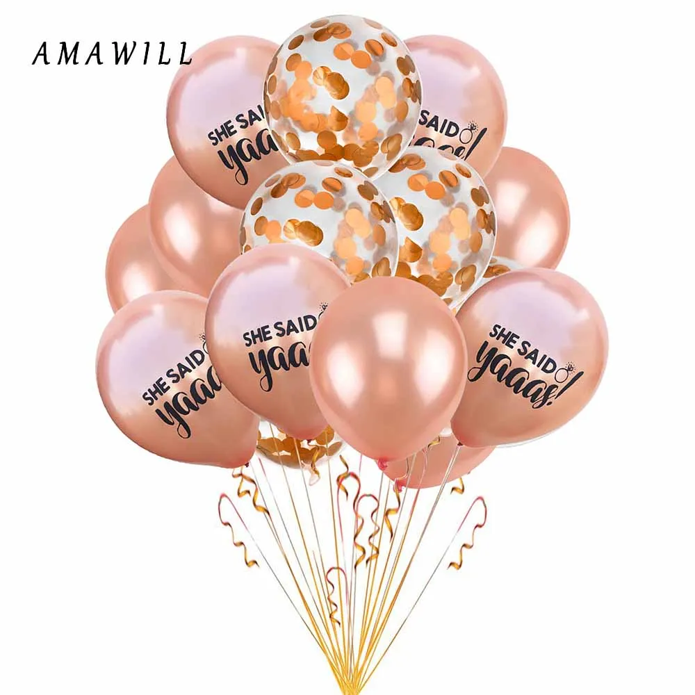 AMAWILL 15 шт. 12 дюймов розовый команда невесты воздушные шары розового золота