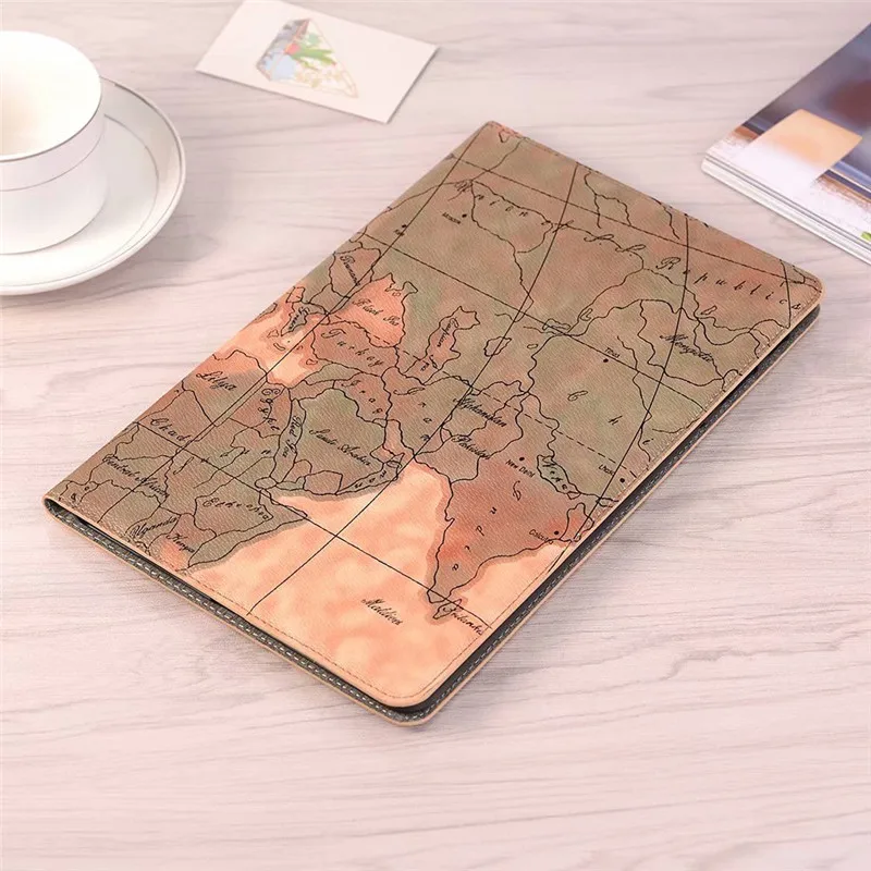 Light Brown Кожаный чехол с картой мира для samsung Galaxy Tab A A2, 10,5 дюймов, см, T590, T595, T597, с функцией подставки, с отделениями для карт, кошелек, чехол - Цвет: Light Brown
