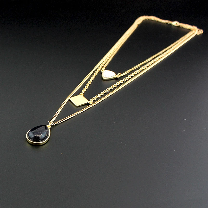 Женское многослойное ожерелье TOUCHEART длинное с черным камнем винтажное ювелирное