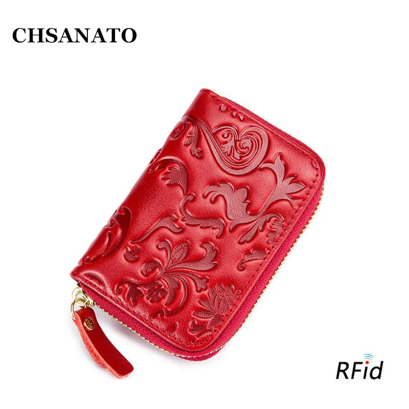 Держатель для карт CHSANATO из натуральной кожи с цветами|porte carte|card holder rfidcredit card case |