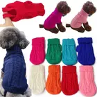 Вязаный свитер для собак и кошек, теплый зимний свитер, пальто для щенков, куртка, костюм розового, красного, синего цветов