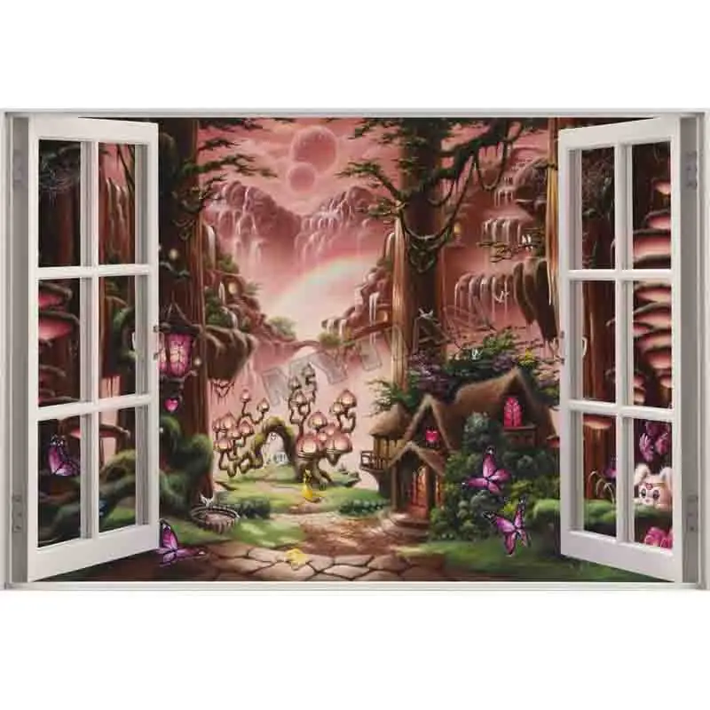 

Полный квадрат/круглый 5D diy Алмазная картина окно вид фантазия сказочный лес Вышивка Узор Вышивка крестом мозаика наклейка