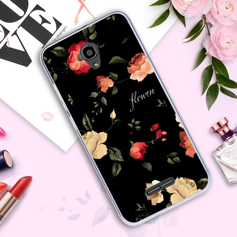 Чехол для Alcatel POP 4 Plus 5056D 5056 М Силиконовый чехол POP4 плюс OT-5056 мягкие Фламинго Листья