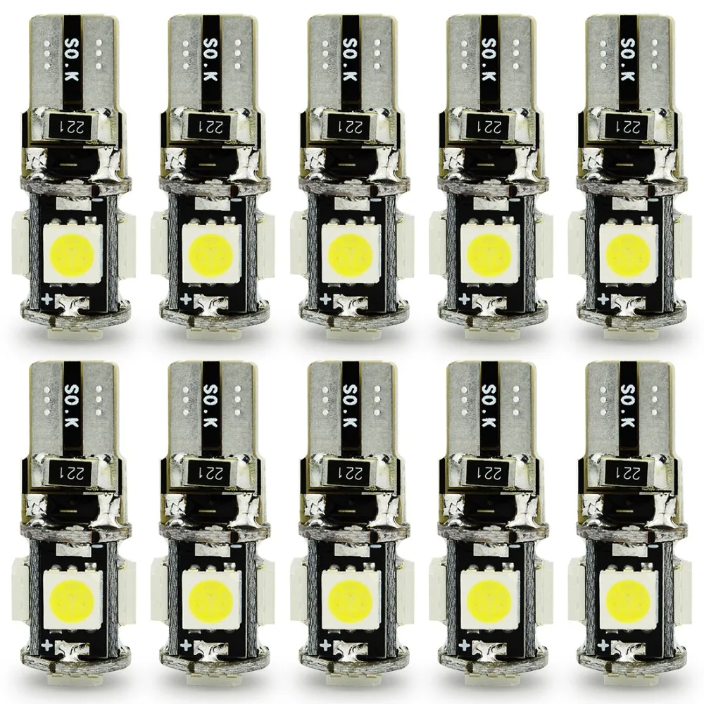 50 шт./лот высокое качество T10 CANBUS 5SMD 5050 194 W5W 501 5050 5SMD светодиодный белый боковые зеркала автомобиля хвост Светильник лампы t10 5 smd t10 w5w с can-bus