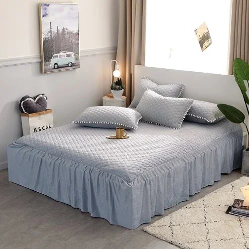 bedskirt 5 Флис Bedskirt покрывало близнец полный набор постельного белья Queen King покрывало красный Розово-серый ставка комплект наволочки для подушек, colchas para Кама Кувр Горит - Цвет: bedskirt 5
