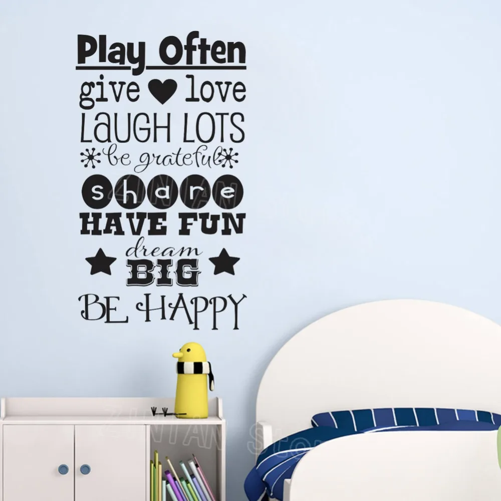Наклейки на стену правила игровой комнаты Be Happy Dream большие виниловые