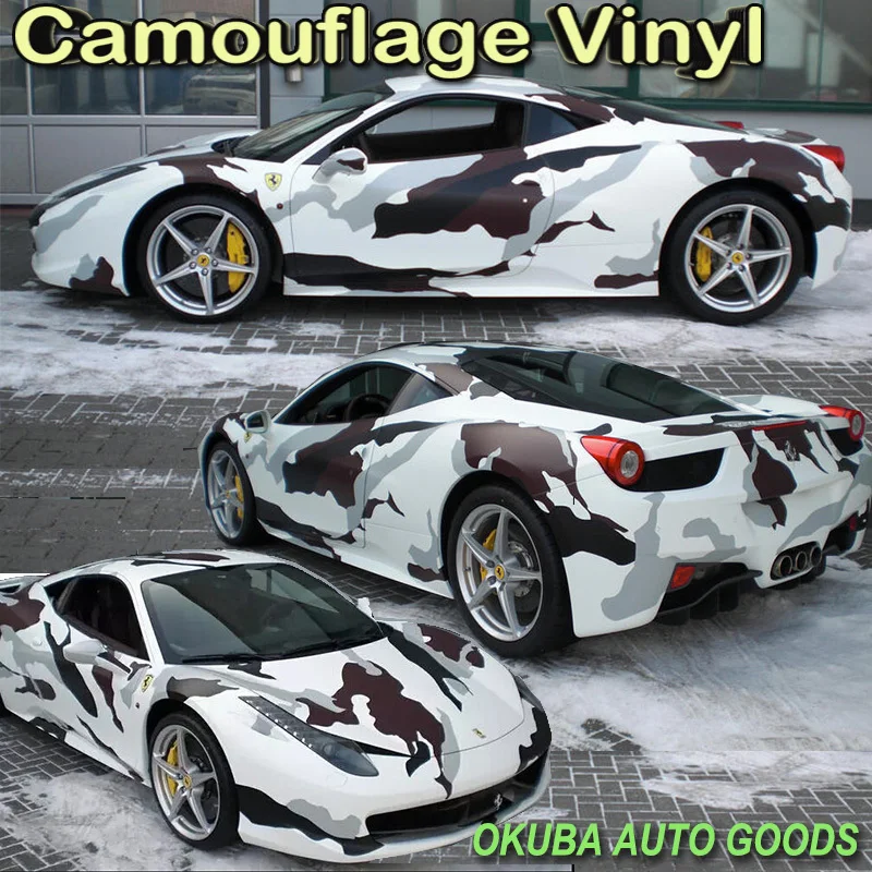 Black White Snow Arctic Camo Vinyl Camouflage Vinyl Film Car Wrapping Foil Camouflage Film Truck Vinyl Wrap