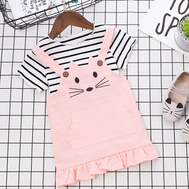 DFXD 2017 летний комплект детской юбки из 2 предметов хлопковая юбка на бретельках с