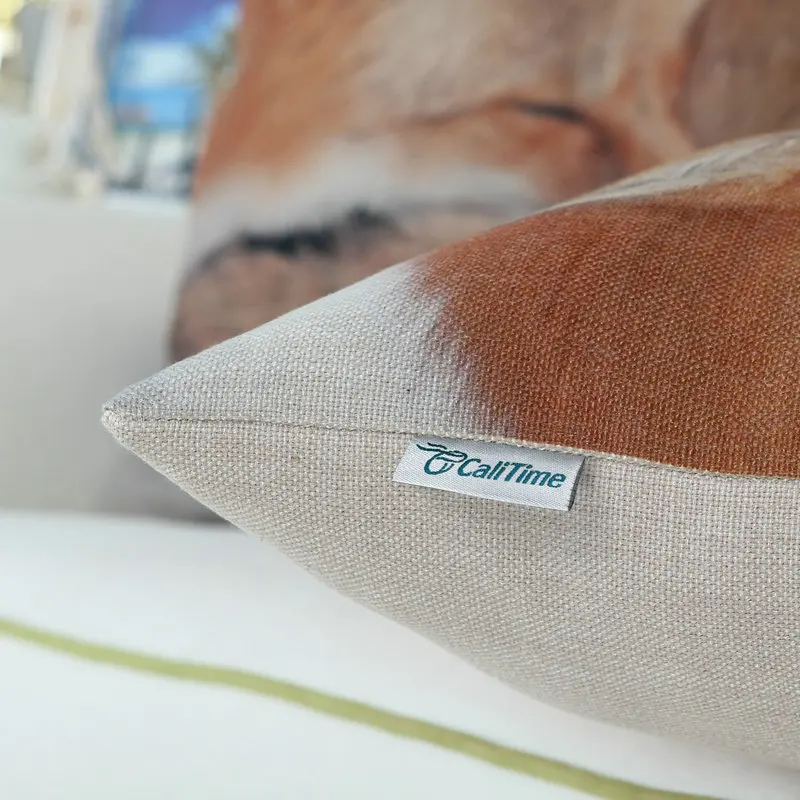 2PCS CaliTime Decorative Pillows Shell Cushion Cover Home Sofa Car Fox Sleeping 18&quot X (45cm 45cm) | Дом и сад