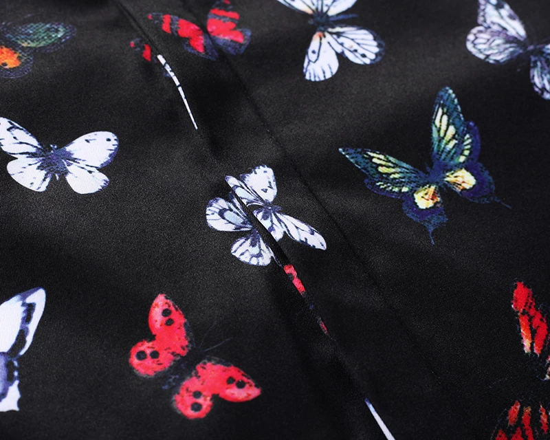 New Fashion Mens Shirt Long Sleeve Casual Slim Fit Hawaiian Shirts Beautiful Butterfly Print Covered Button Chemise Homme | Мужская