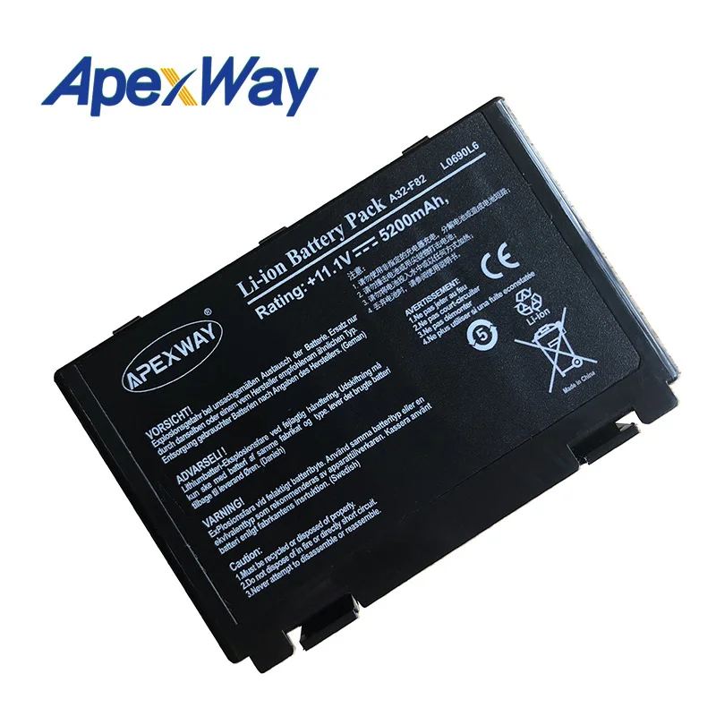 Аккумулятор ApexWay для ноутбука Asus a32 f82 F52 k50ab k40in k50id k50ij K40 k50in k60 k61 k70 k50 K51 k61ic |