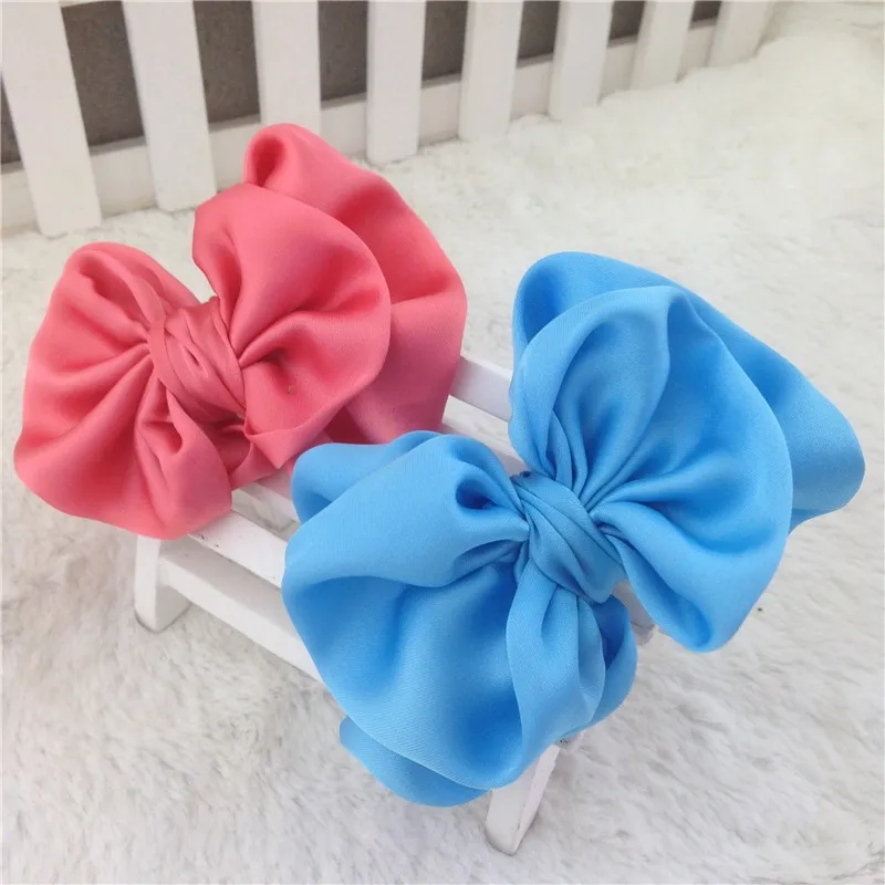 Xima Новое поступление 3.5 дюймовый твердого атласной двойной hairbow без зажима атласными бантами для детей украшения для волос 24 шт./лот