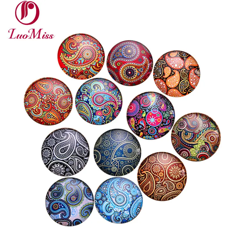 

24X 14mm Antique Stitch flowers pattern Bezel Photo Glass Cabochons & Glass Dome DIY Handmade Cabochon beads for Base Tray