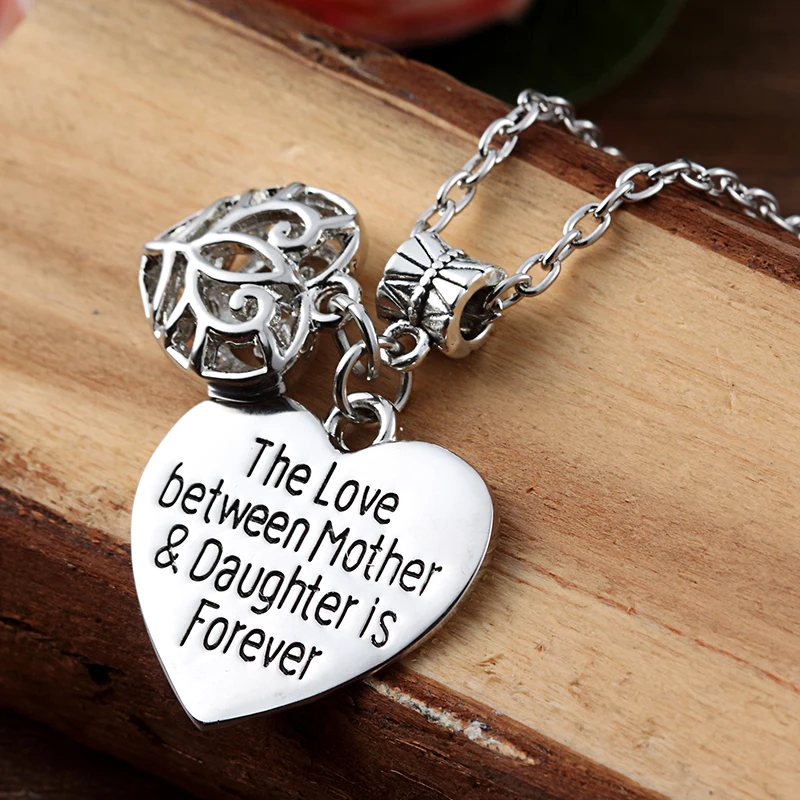 XIAOJINGLING &quotThe Love Between Mother&ampDaughter Is Forever&quotHollow Out Heart Pendants Necklaces Women's/Mother's Day Jewelry Gift |