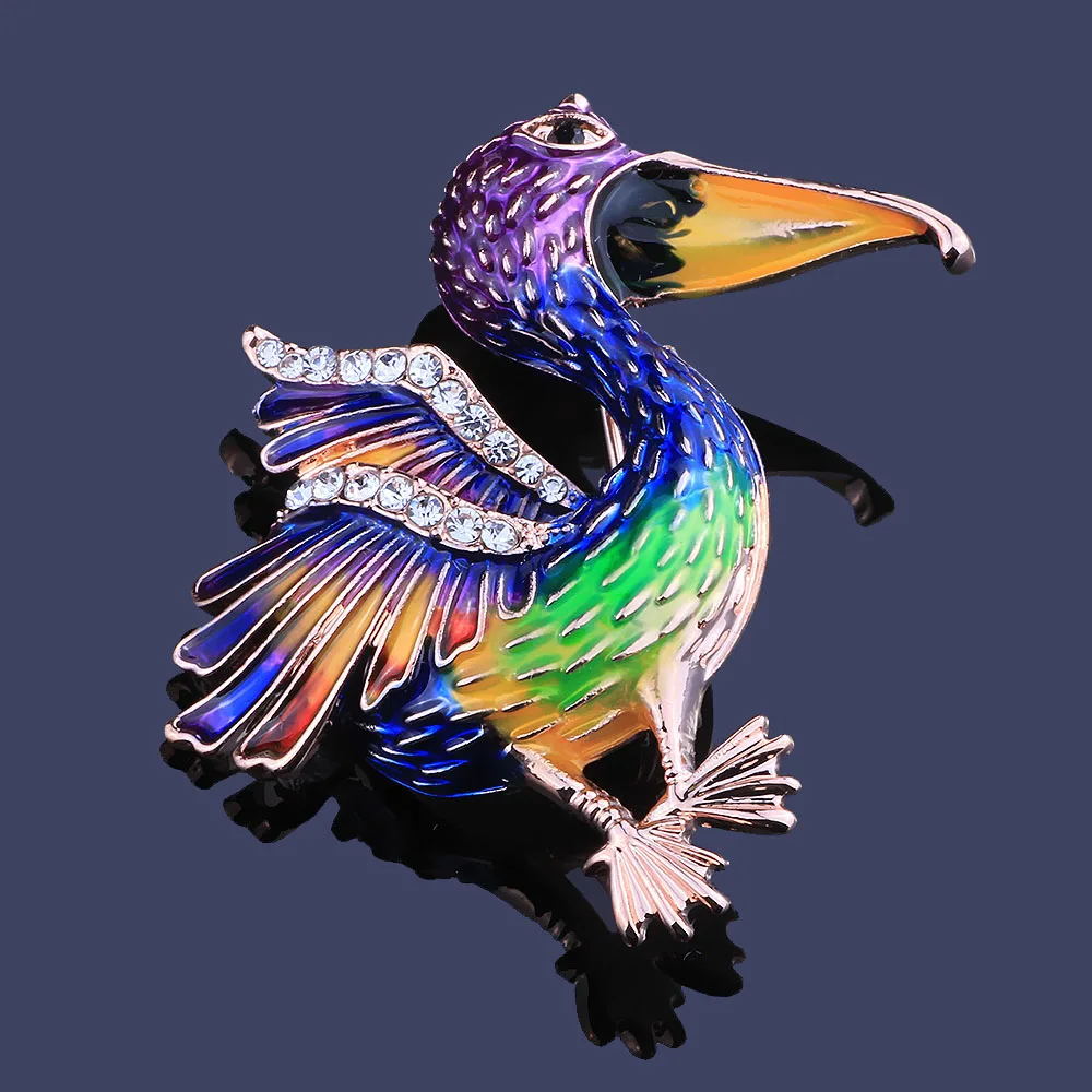 

FARLENA Jewelry Hot Enamel Pins with Rhinestones Fashion Painted Cartoon Bird brooches for Women