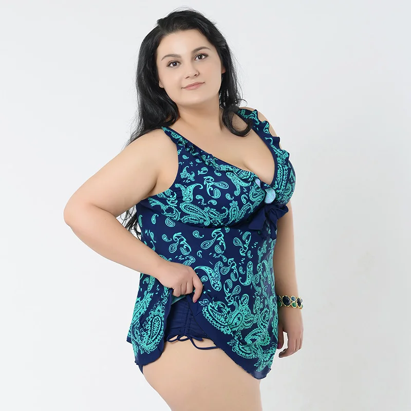 Плюс размер цельный костюм для женщин 2017 Сексуальная Цветочная юбка купальный 4Xl