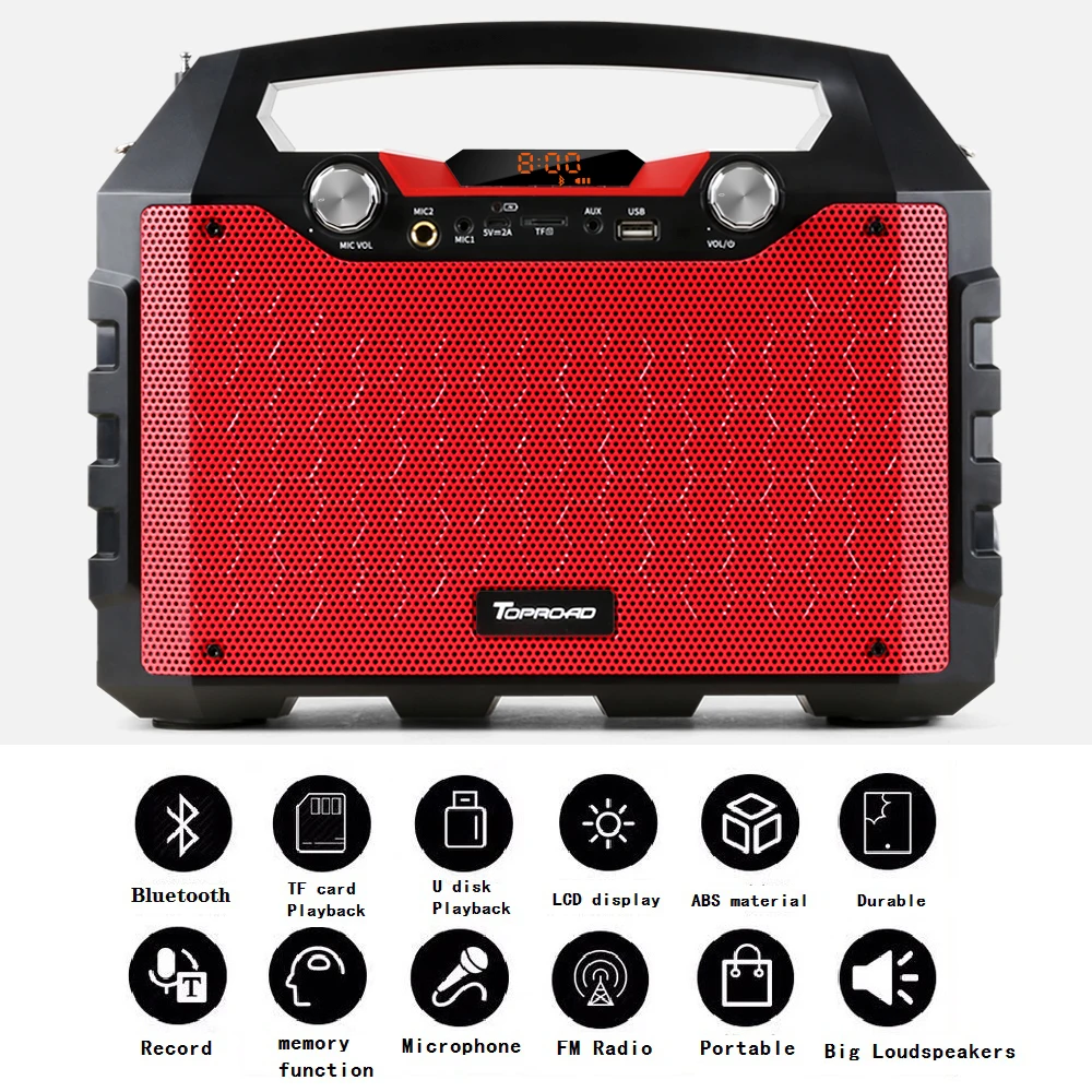 Портативная Bluetooth Колонка TOPROAD 40 Вт большая мощность беспроводной сабвуфер