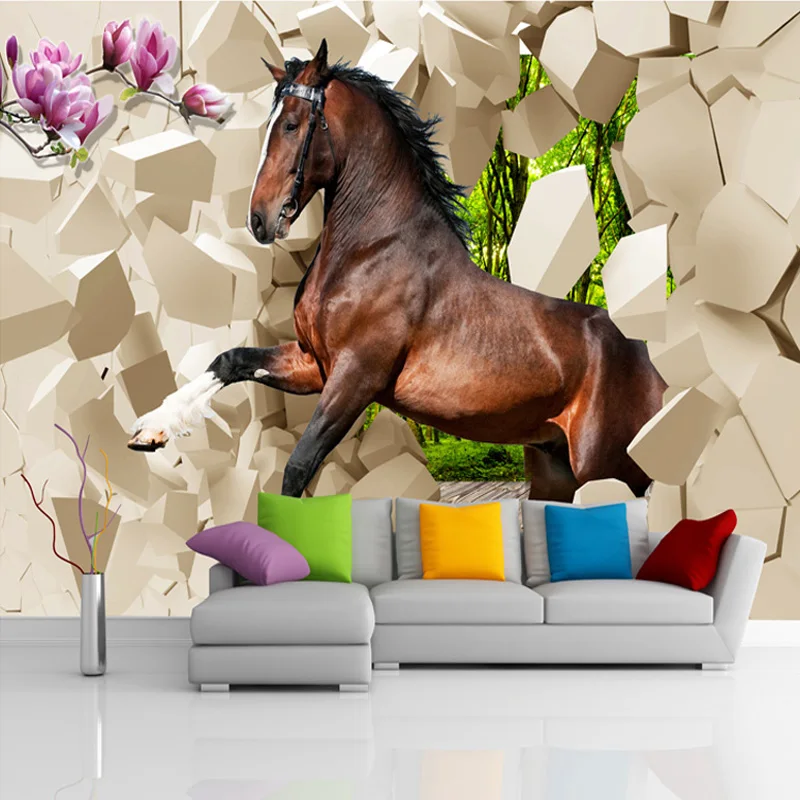 Пользовательские фото обои 3D стерео лошади животные фрески гостиная ТВ диван