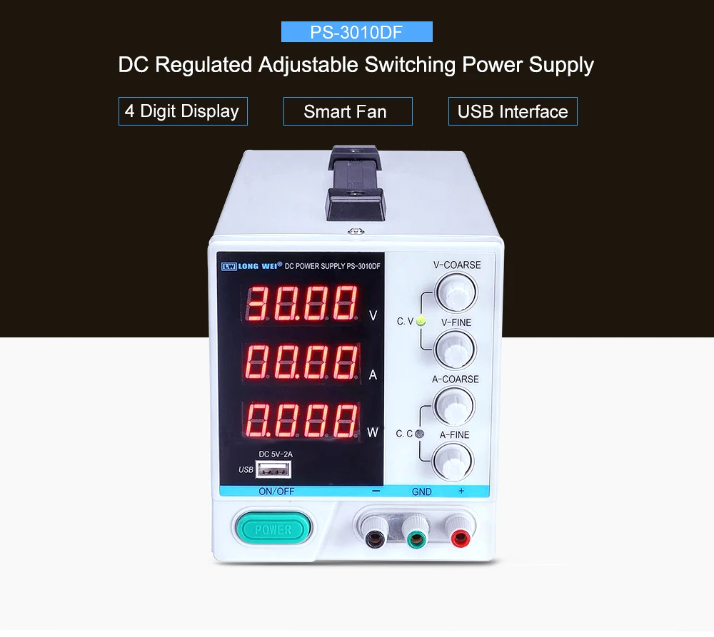 LW PS-3010DF лабораторный источник питания постоянного тока 30V10A высокое precision4-digit светодиодный дисплей USB зарядка ремонт импульсный источник питания