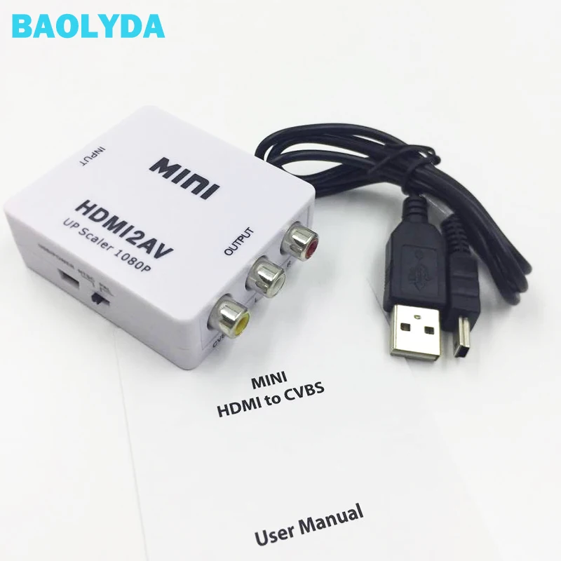 Baolyda HDMI К AV адаптер мини аудио видео конвертер HD 1080 P RCA HDMI2AV/CVBS L/R Поддержка NTSC PAL