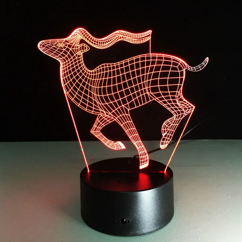 

Running Deer 3D LED Lamp Creative Small Desk Lamp Visual Night Light USB Color-changing Light As Children's Gift Drop Shipping