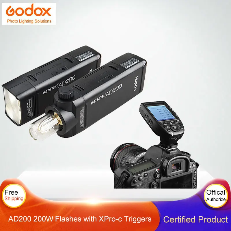 Godox AD200 200 Вт 2 4 г ttl флэш памяти для камер Canon + Xpro C xpro Беспроводной триггеры 1 /8000 s HSS 5
